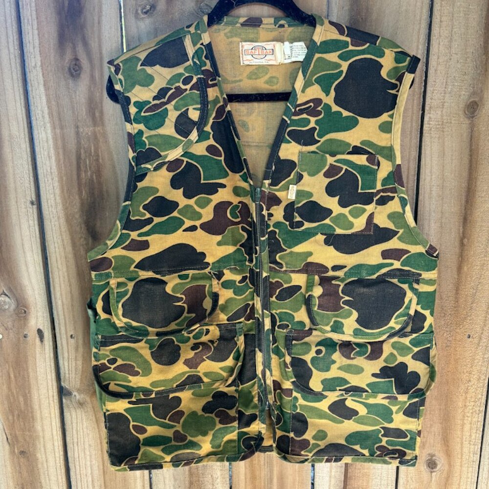 Vintage SAFTBAK Camouflage HUNTING VEST Removable Game Pocket M